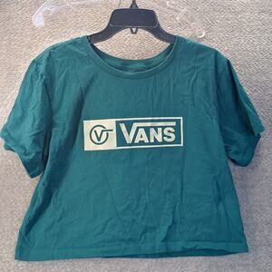 Vans Womens Cropped Graphic T Shirt Green Skate Streetwear Medium